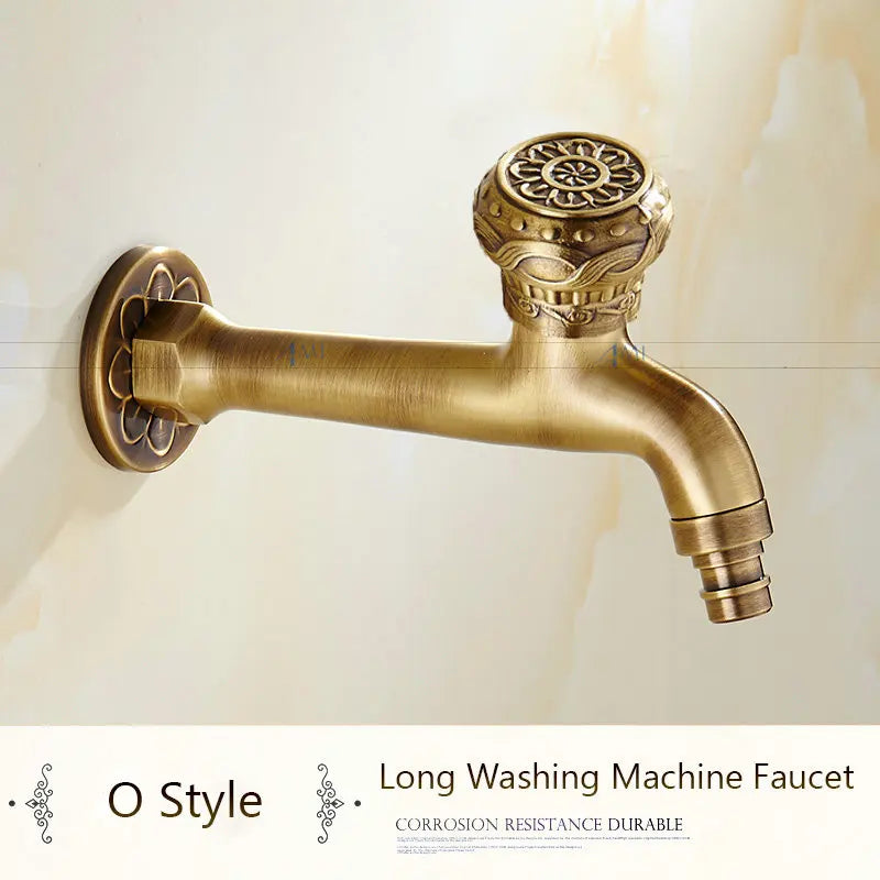 Robinet Mural Orné pour Machine à Laver Bronze Vieilli
