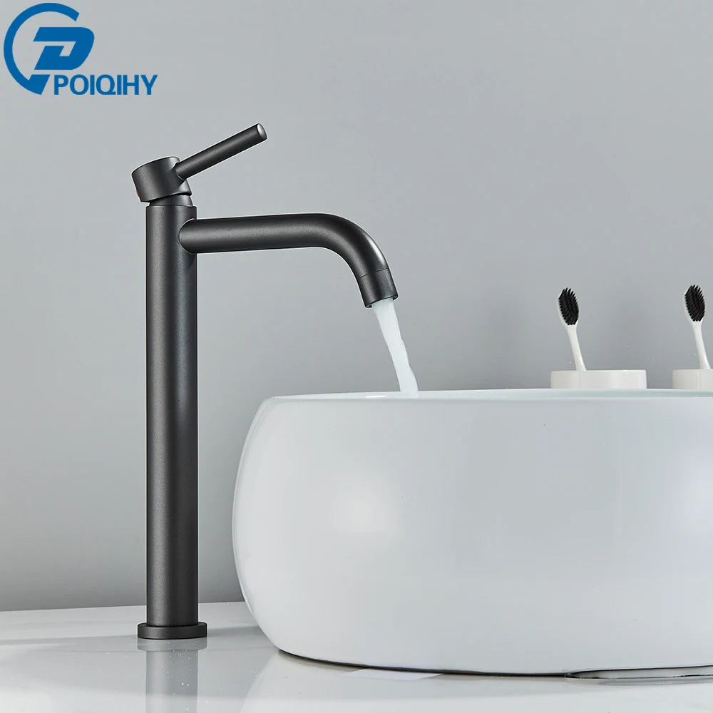 Mitigeur de Lavabo Haut Monocommande en Noir Mat