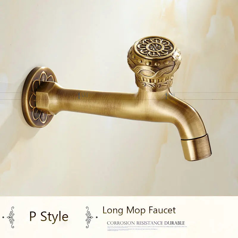 Robinet Mural Long Bec en Laiton Sculpté