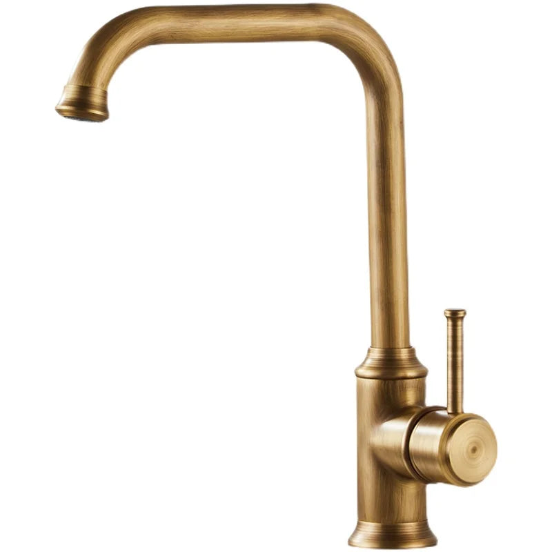 Robinet de Cuisine en Laiton Bronze Antique à Bec Carré