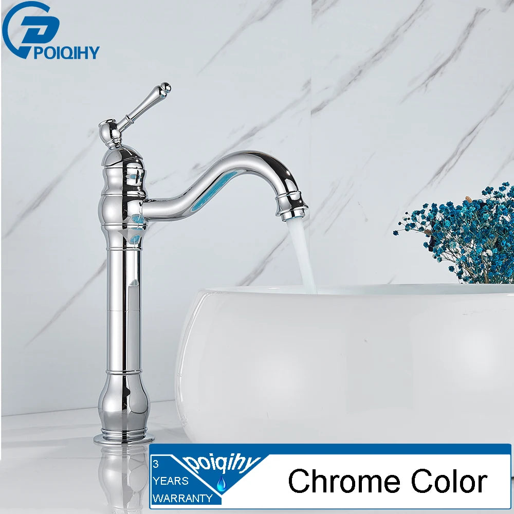 Robinet De Lavabo Rétro Monocommande En Chrome Poli
