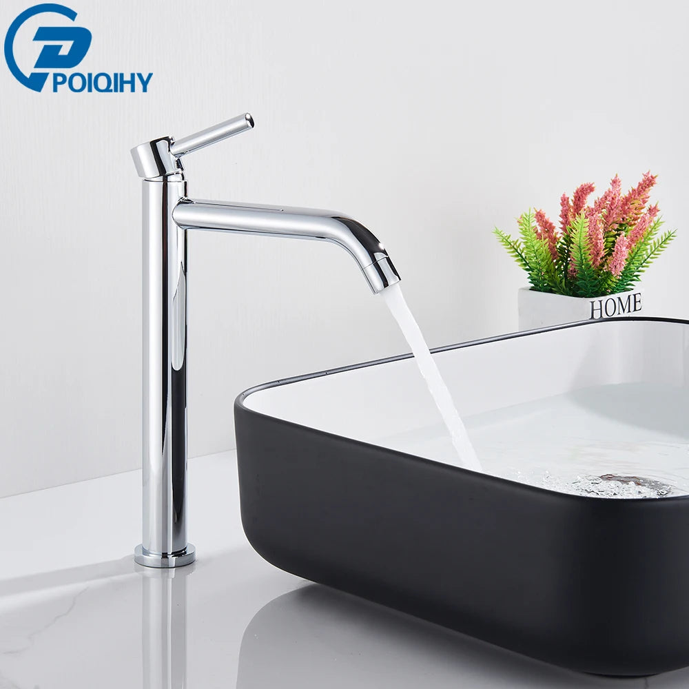 Robinet de Lavabo Monocommande Haut Chrome Moderne