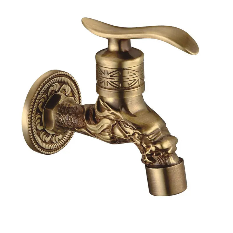 Robinet Mural Double Sortie en Laiton Antique