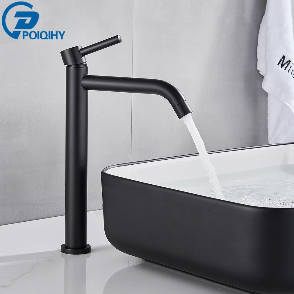 Mitigeur de Lavabo Monocommande Noir Mat Élancé