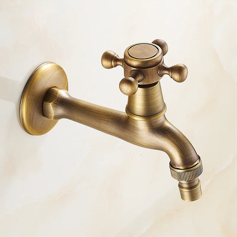 Robinet Lave-Linge Mural Long Laiton Antique
