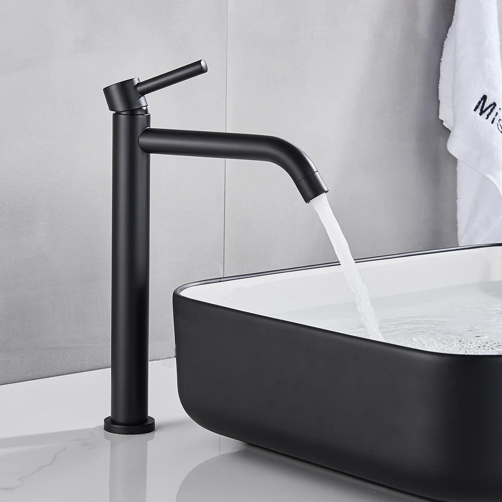 Mitigeur de Lavabo Monocommande Noir Mat Élancé