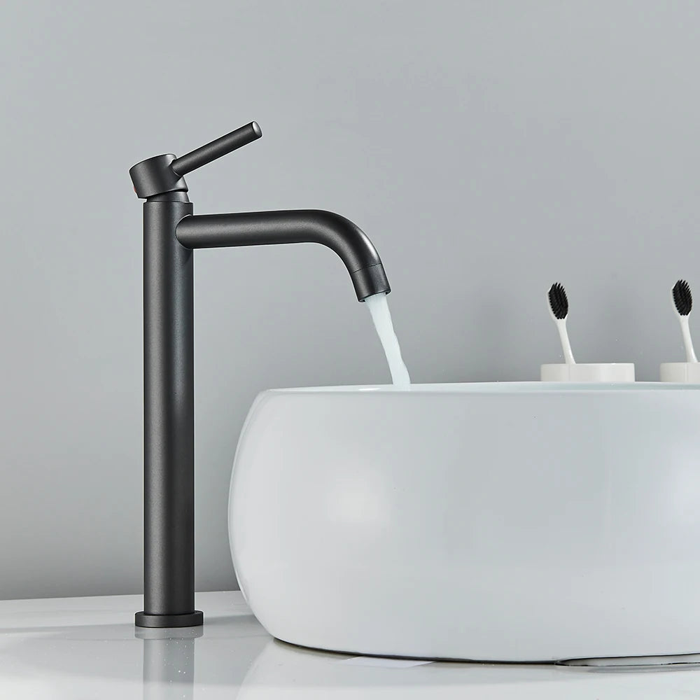 Mitigeur de Lavabo Monocommande Noir Mat Élancé