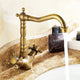 ZGRK Dual Handles Basin Faucet Brass Bronze Finished Mixer Taps 360 Rotation Antique Bath Sink Faucet Deck Mounted Water Taps