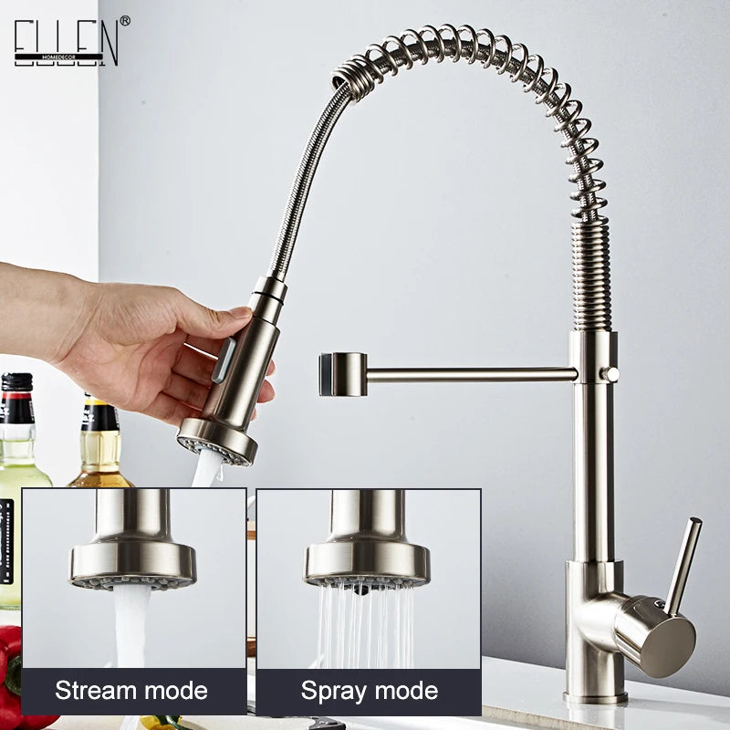 Robinet de Cuisine Noir Mat à Douchette et Ressort