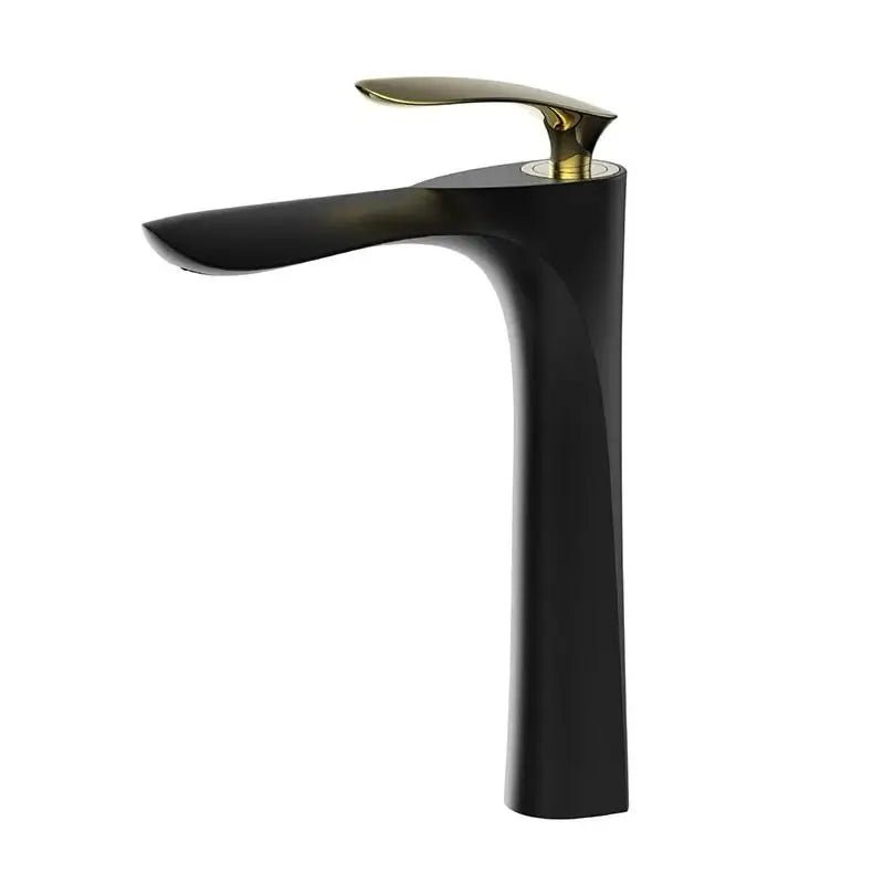Mitigeur de Lavabo Design Bicolore Noir Mat Or