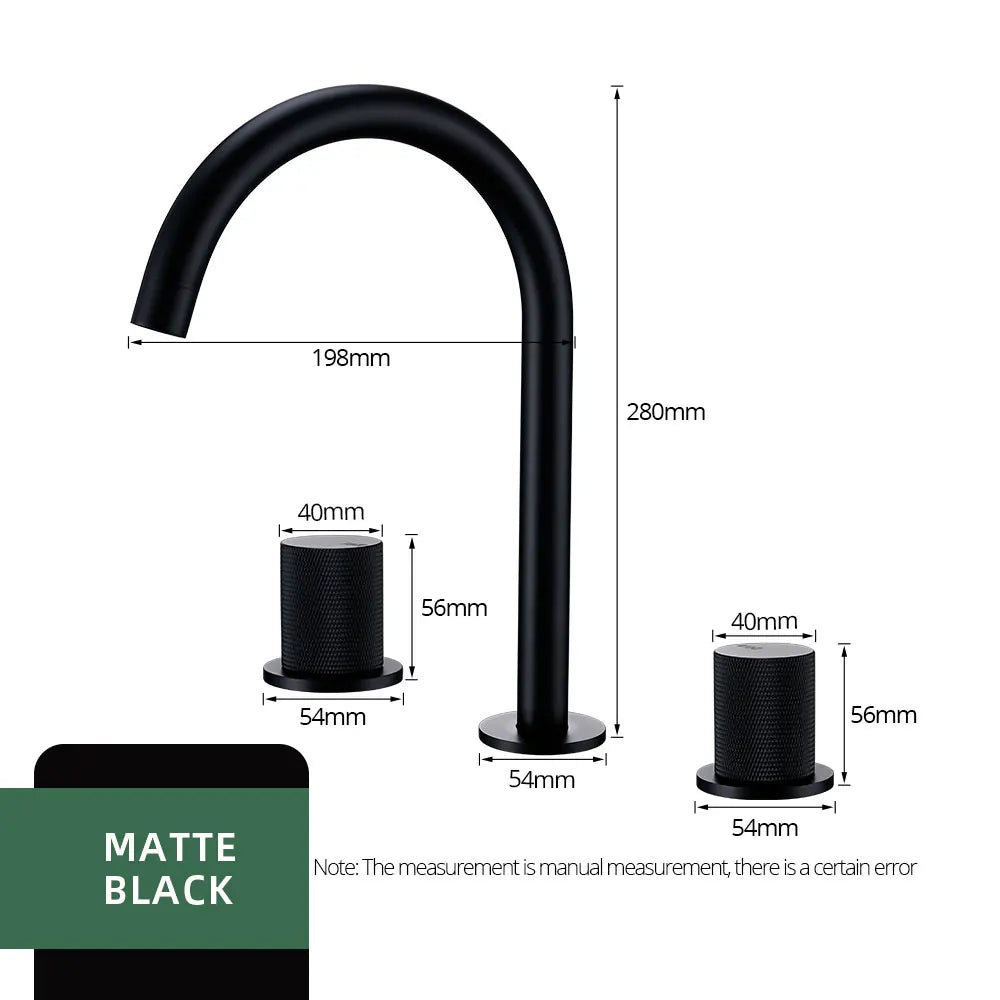 Robinet de Lavabo 3 Trous Laiton Brossé Moleté