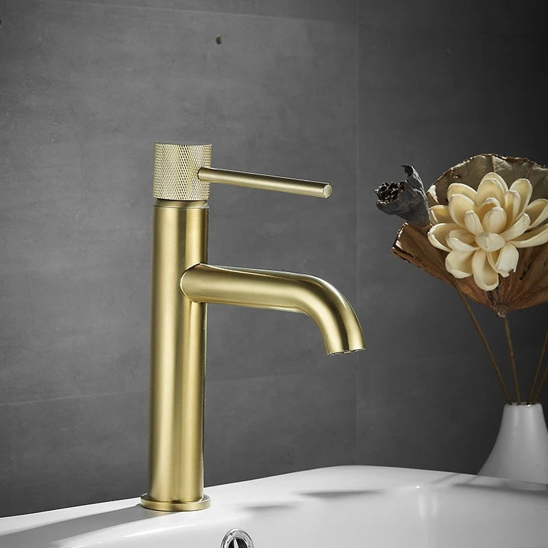 Solid brass basin mixer tap with hot and cold water spouts Grey finish Bathroom basin mixer tap Left and right rotation