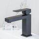 All-copper luxury minimalist square black basin faucet with hot and cold water, under-counter basin with bright gold faucet