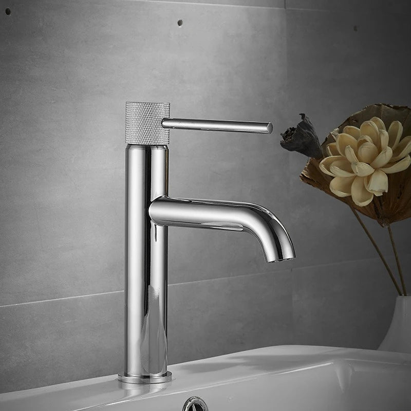Solid brass basin mixer tap with hot and cold water spouts Grey finish Bathroom basin mixer tap Left and right rotation
