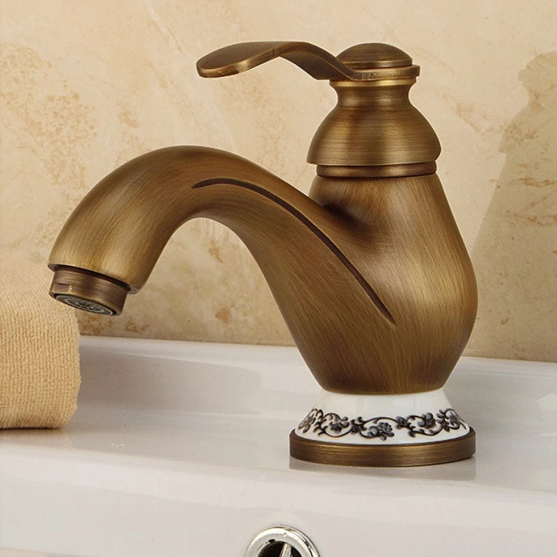 Robinet De Lavabo Haut Noir Mat Rétro