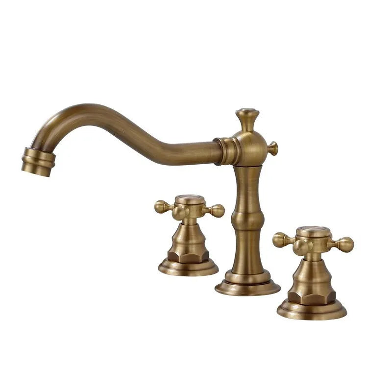 Robinet de Lavabo Classique Chromé à Poignées Croisées