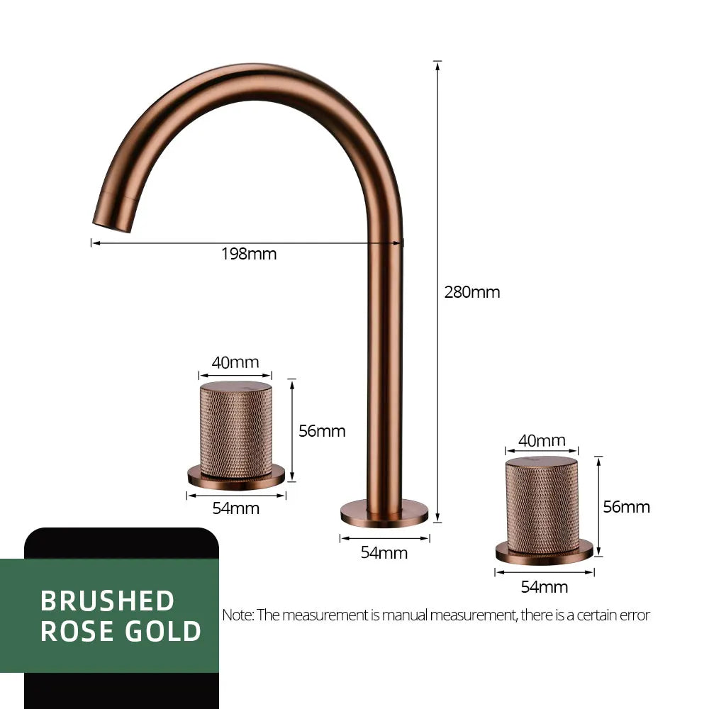 Robinet de Lavabo 3 Trous Laiton Brossé Moleté