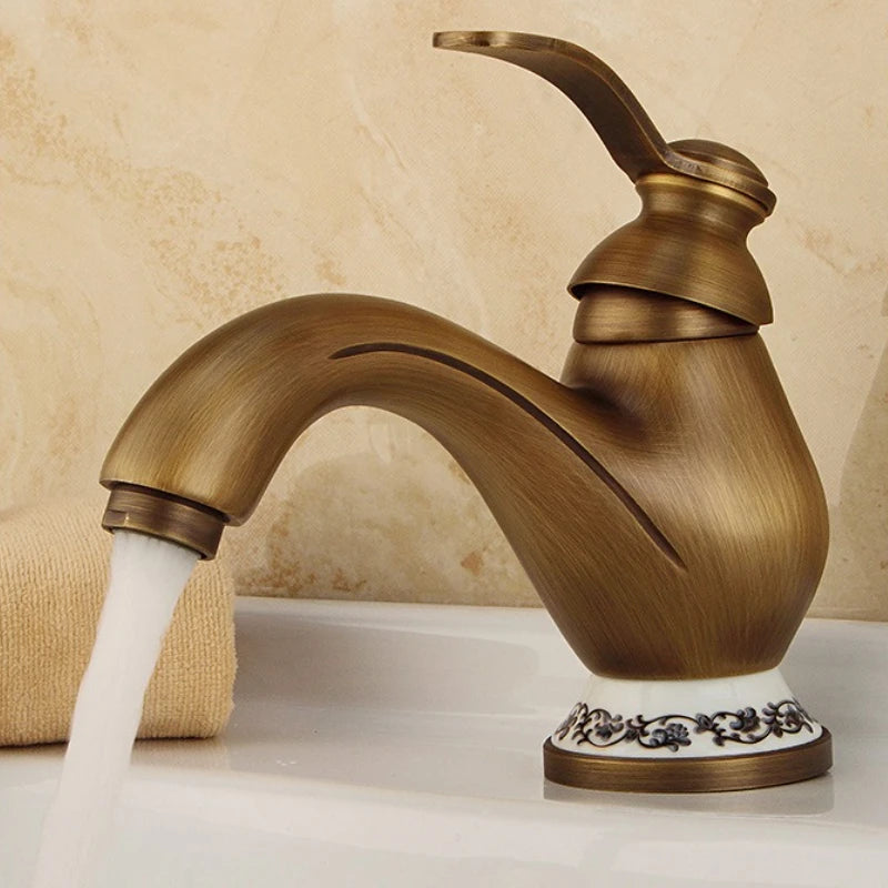 Robinet De Lavabo Haut Noir Mat Rétro