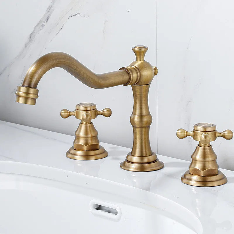 Robinet de Lavabo en Laiton Brossé Style Rétro Ancien
