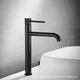 Solid brass basin mixer tap with hot and cold water spouts Grey finish Bathroom basin mixer tap Left and right rotation