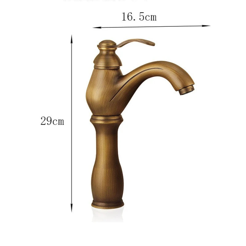 Mitigeur de Lavabo Rétro Bronze Brossé Bec Haut