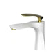 Mitigeur de Lavabo Design Blanc à Bec Cascade Doré