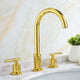 Robinet De Lavabo Doré Brillant à T-Poignées 3 Pièces