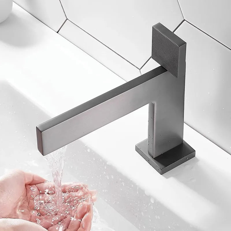 Robinet de Lavabo Gris Anthracite Mat à Poignée Texturée