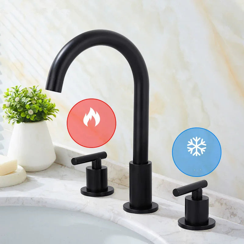 Robinet De Lavabo Doré Brillant à T-Poignées 3 Pièces