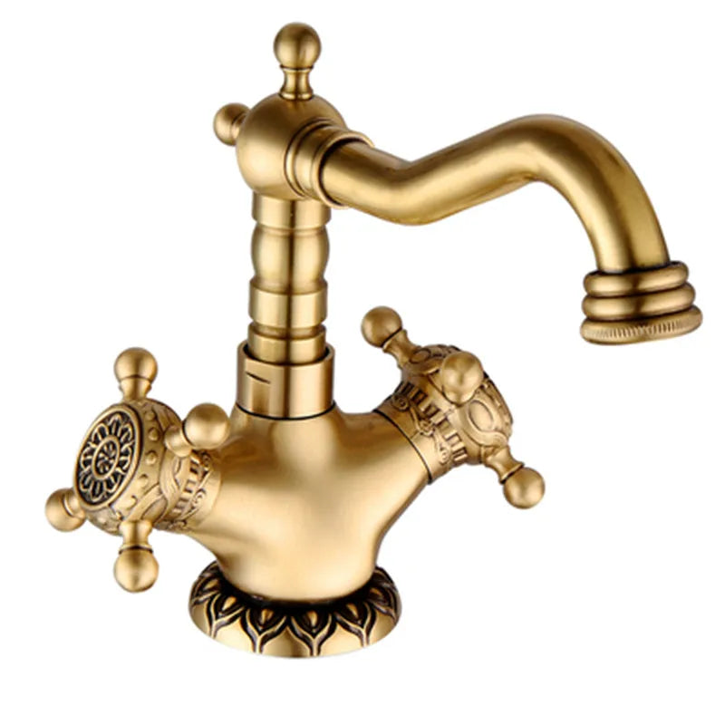 Mitigeur de Lavabo Rétro en Laiton Vieilli