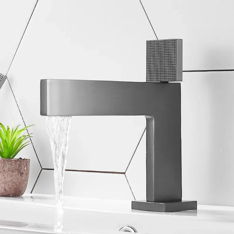 Robinet de Lavabo Gris Anthracite Mat à Poignée Texturée