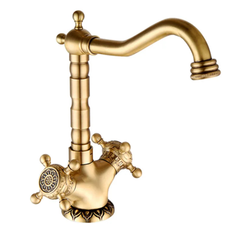 Mitigeur de Lavabo Rétro en Laiton Vieilli