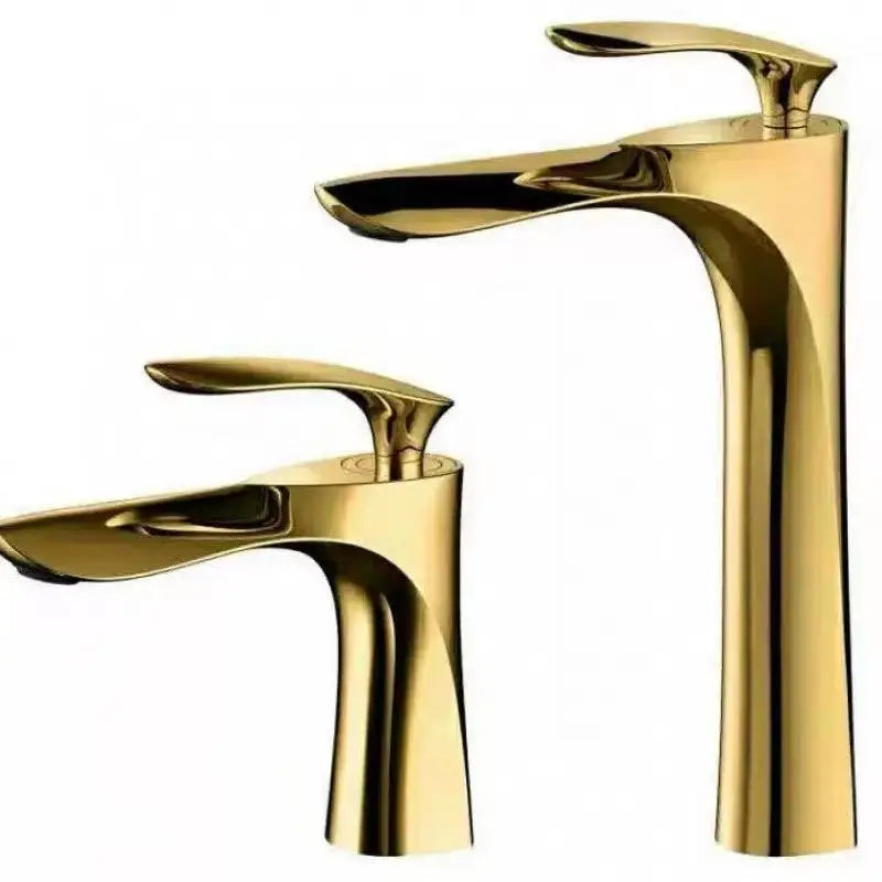Mitigeur Lavabo Élégant Blanc Mat Poignée Dorée