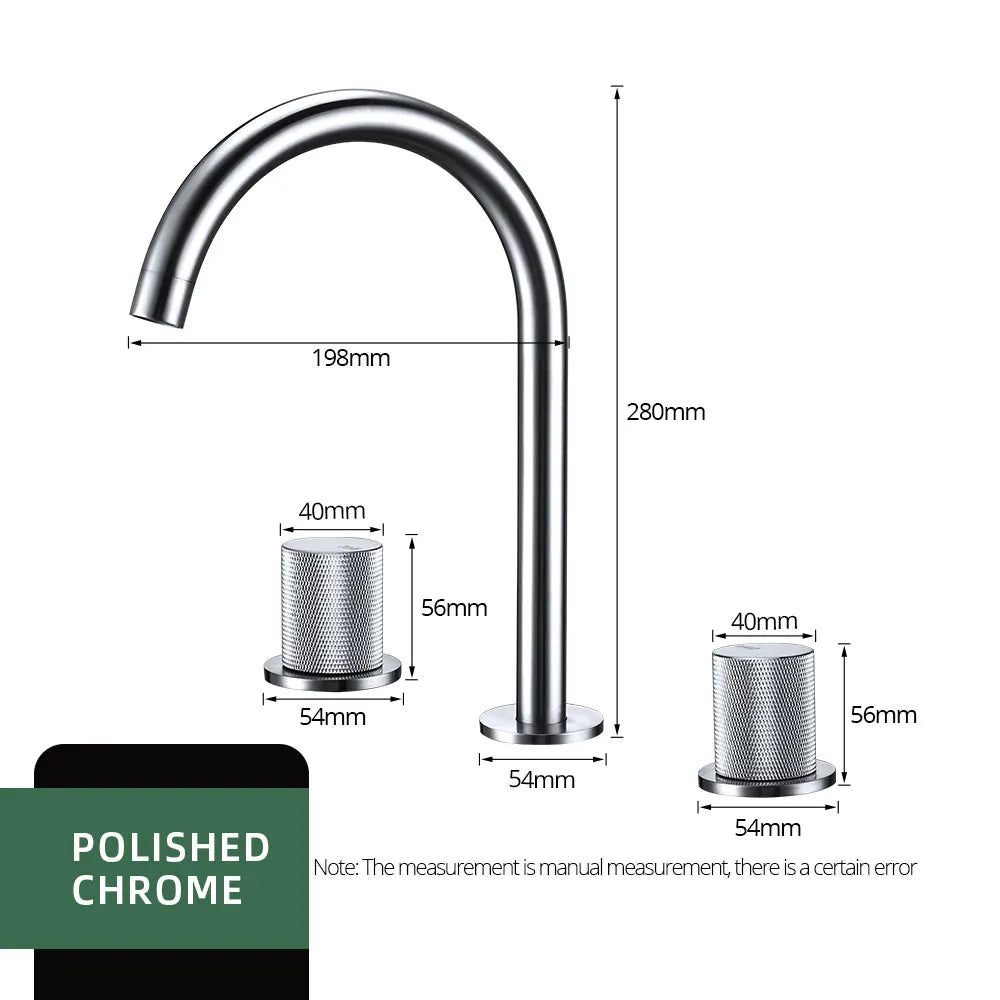 Robinet de Lavabo 3 Trous Laiton Brossé Moleté
