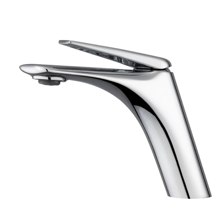 Mitigeur de Lavabo Chromé Moderne à Bec Incurvé
