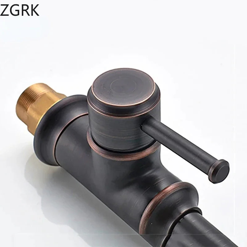 Basin Faucets Single Hole Bronze Black Crane Bathroom Faucets Hot Cold Water Mixer Tap Deck Mounted torneiras do banheiro