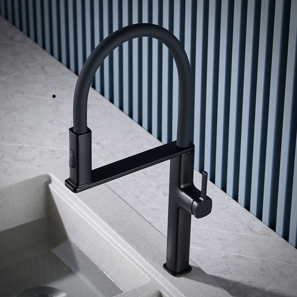 Robinet de Cuisine Noir Mat à Douchette Extensible