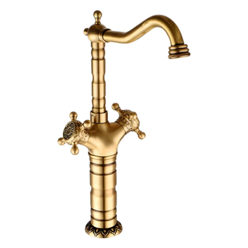 Mitigeur de Lavabo Rétro en Laiton Vieilli