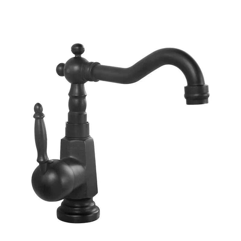 Robinet de Lavabo Noir Mat Vintage Monocommande