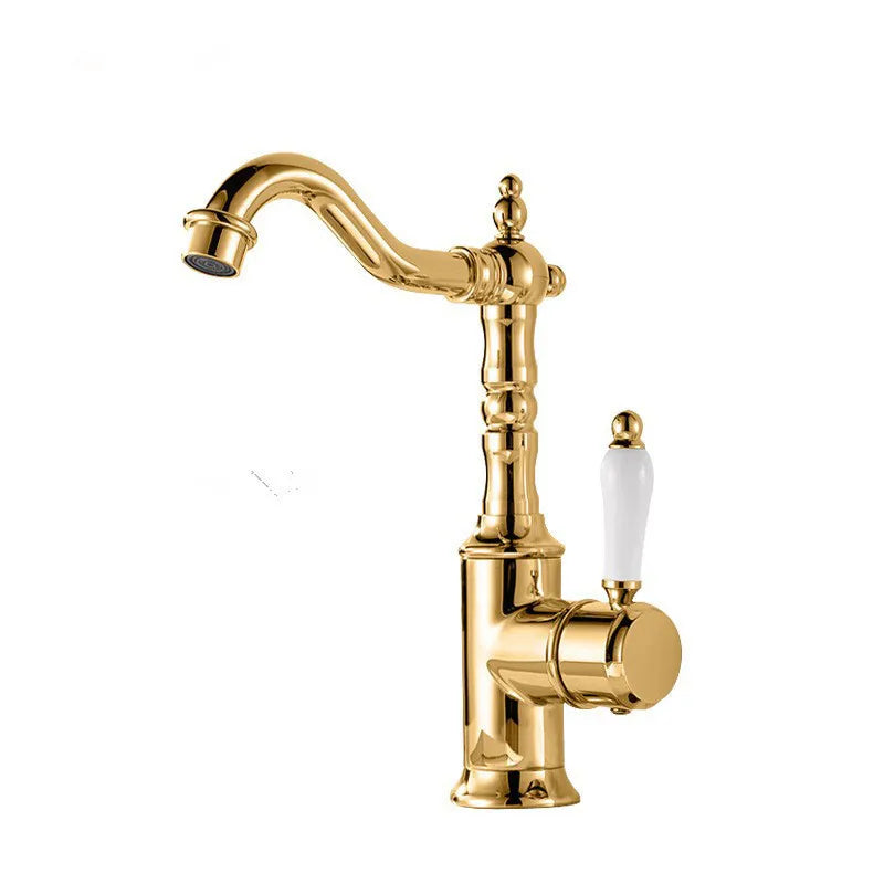 Mitigeur de Cuisine Vintage Doré à Manette Céramique