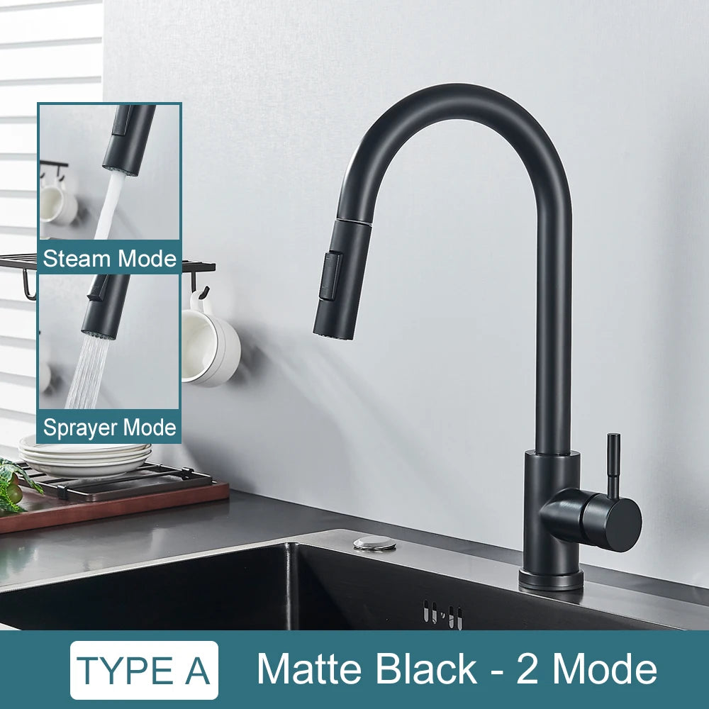 Mitigeur de Cuisine Moderne Noir Mat 2 Modes