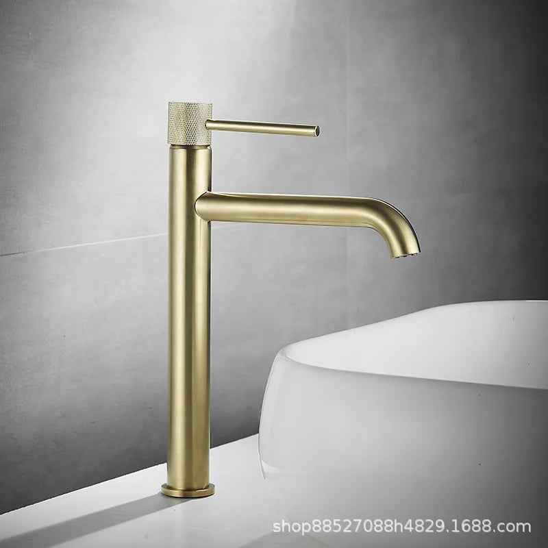 Solid brass basin mixer tap with hot and cold water spouts Grey finish Bathroom basin mixer tap Left and right rotation